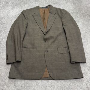 Chaps By Ralph Lauren Vintage Wool Suit Blazer Jacket Mens 47CT Brown Plaid Work
